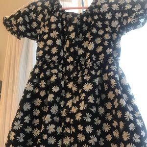 Daisy print navy dress